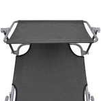 Folding Sun Lounger with Canopy Grey Aluminium