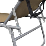 Folding Sun Lounger with Canopy Taupe Aluminium - 45-Degree Angle