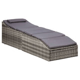 Sunbed with Cushion Poly Rattan Grey - Front View