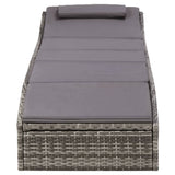 Sunbed with Cushion Poly Rattan Grey - Rear View