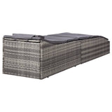 Sunbed with Cushion Poly Rattan Grey - Close-Up Angle