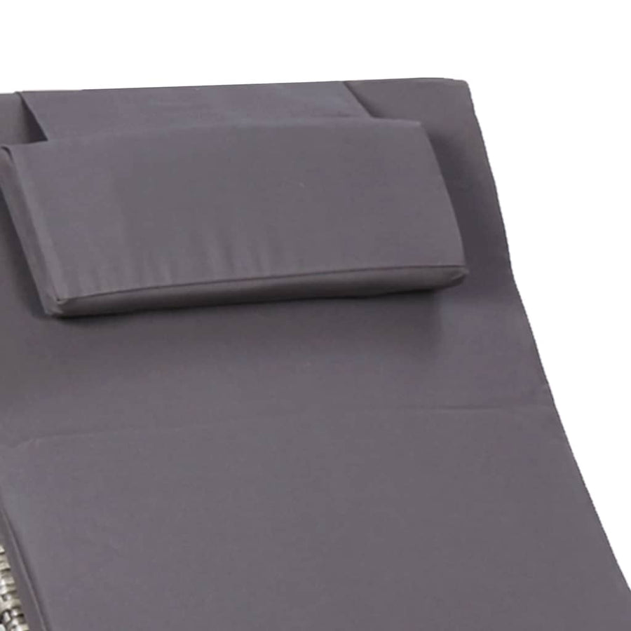Sunbed with Cushion Poly Rattan Grey