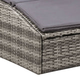 Sunbed with Cushion Poly Rattan Grey - Extra Image