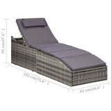 Sunbed with Cushion Poly Rattan Grey - Extra Image