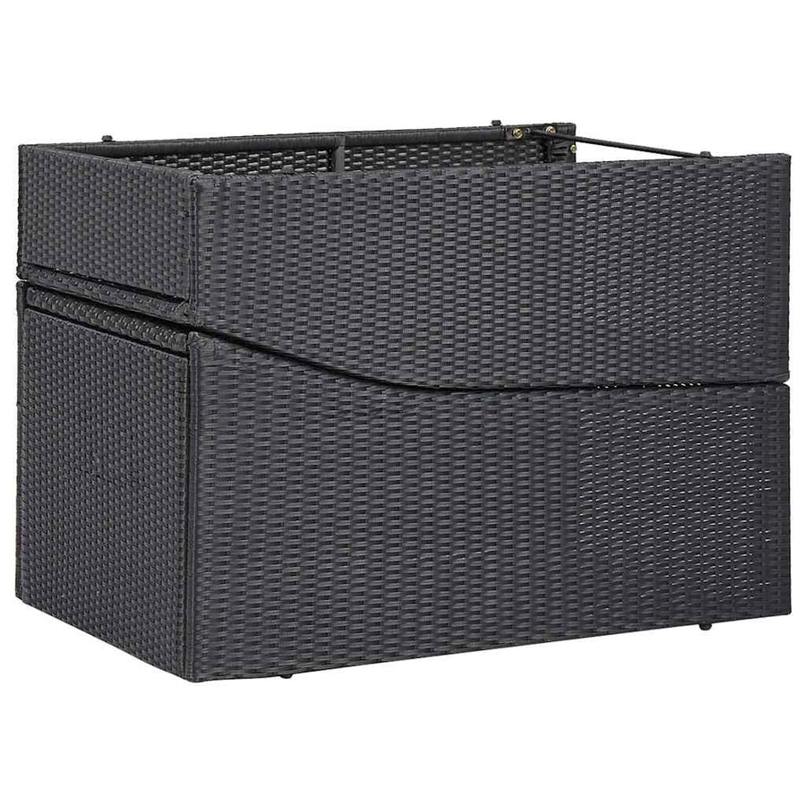 Sunbed with Cushion Poly Rattan Black