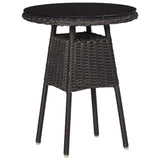 Garden Chairs 2 pcs with Tea Table Poly Rattan Black - Front View