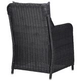 Garden Chairs 2 pcs with Tea Table Poly Rattan Black - Close-Up Angle