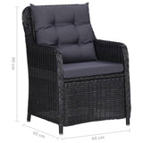 Garden Chairs 2 pcs with Tea Table Poly Rattan Black - Extra Image