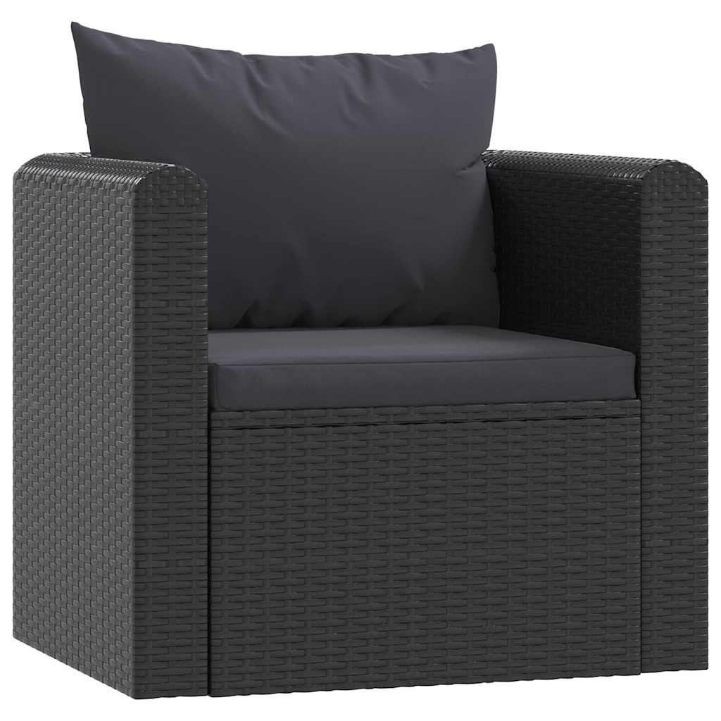9 Piece Garden Lounge Set with Cushions Poly Rattan Black