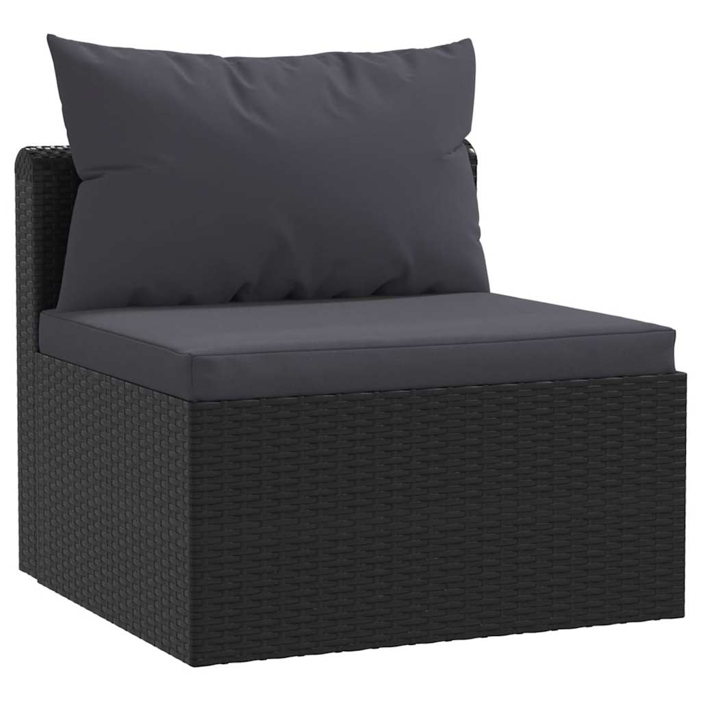9 Piece Garden Lounge Set with Cushions Poly Rattan Black