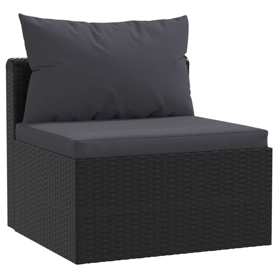 9 Piece Garden Lounge Set with Cushions Poly Rattan Black