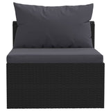 9 Piece Garden Lounge Set with Cushions Poly Rattan Black - Low Angle