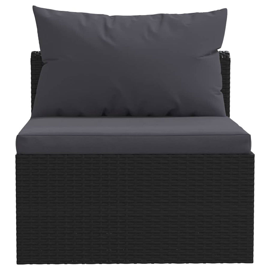 9 Piece Garden Lounge Set with Cushions Poly Rattan Black