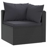 7 Piece Garden Lounge Set with Cushions Poly Rattan Black - Side View