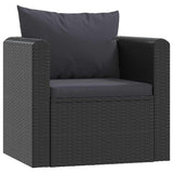 7 Piece Garden Lounge Set with Cushions Poly Rattan Black - Top-Down View