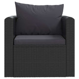 7 Piece Garden Lounge Set with Cushions Poly Rattan Black - 45-Degree Angle