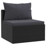7 Piece Garden Lounge Set with Cushions Poly Rattan Black