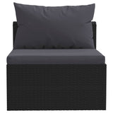7 Piece Garden Lounge Set with Cushions Poly Rattan Black - Close-Up Angle