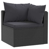 7 Piece Garden Lounge Set with Cushions Poly Rattan Black - Side View