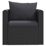 7 Piece Garden Lounge Set with Cushions Poly Rattan Black - 45-Degree Angle