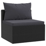 7 Piece Garden Lounge Set with Cushions Poly Rattan Black - Rear View