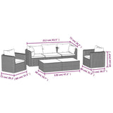 7 Piece Garden Lounge Set with Cushions Poly Rattan Black
