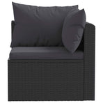 5 Piece Garden Lounge Set with Cushions Poly Rattan Black