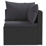 5 Piece Garden Lounge Set with Cushions Poly Rattan Black - Top-Down View