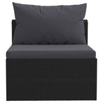 5 Piece Garden Lounge Set with Cushions Poly Rattan Black