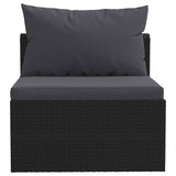 5 Piece Garden Lounge Set with Cushions Poly Rattan Black - Rear View