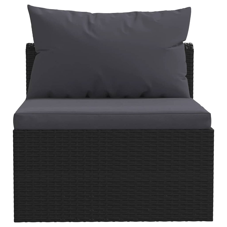 5 Piece Garden Lounge Set with Cushions Poly Rattan Black