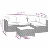5 Piece Garden Lounge Set with Cushions Poly Rattan Black