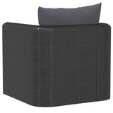 Single Sofa with Cushions Poly Rattan Black - 45-Degree Angle