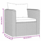 Single Sofa with Cushions Poly Rattan Black - Rear View