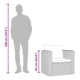 Single Sofa with Cushions Poly Rattan Black - Close-Up Angle