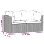 2 Piece Garden Sofa Set with Cushions Poly Rattan Black