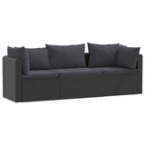 3 Piece Garden Sofa Set with Cushions Poly Rattan Black