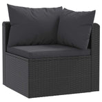 3 Piece Garden Sofa Set with Cushions Poly Rattan Black