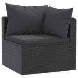 3 Piece Garden Sofa Set with Cushions Poly Rattan Black - Side View
