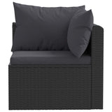 3 Piece Garden Sofa Set with Cushions Poly Rattan Black