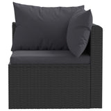 3 Piece Garden Sofa Set with Cushions Poly Rattan Black - Top-Down View