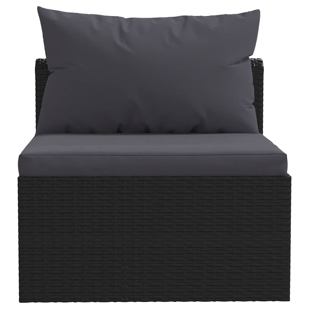 3 Piece Garden Sofa Set with Cushions Poly Rattan Black