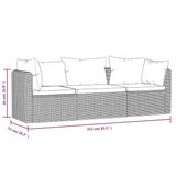 3 Piece Garden Sofa Set with Cushions Poly Rattan Black - Close-Up Angle