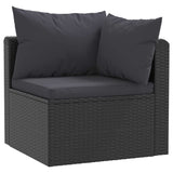 4 Piece Garden Sofa Set with Cushions Poly Rattan Black - Side View