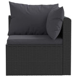 4 Piece Garden Sofa Set with Cushions Poly Rattan Black