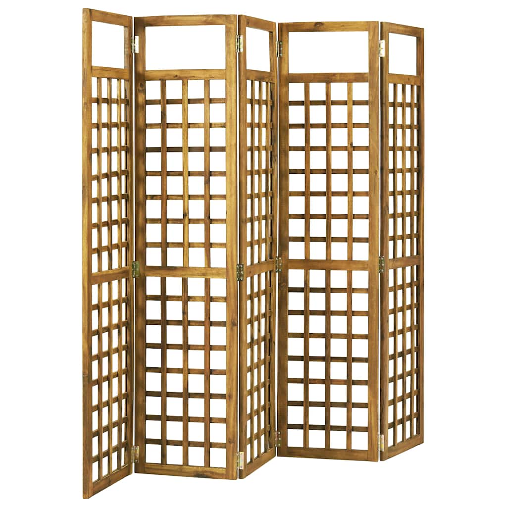 5-Panel Room Divider/Trellis Solid Acacia Wood 200x170 cm