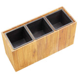 Garden Raised Bed with 3 Pots Solid Acacia Wood - Top-Down View