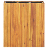 Garden Raised Bed with 3 Pots Solid Acacia Wood - Front View