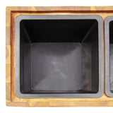 Garden Raised Bed with 3 Pots Solid Acacia Wood - Rear View