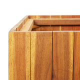 Garden Raised Bed with 3 Pots Solid Acacia Wood - Close-Up Angle